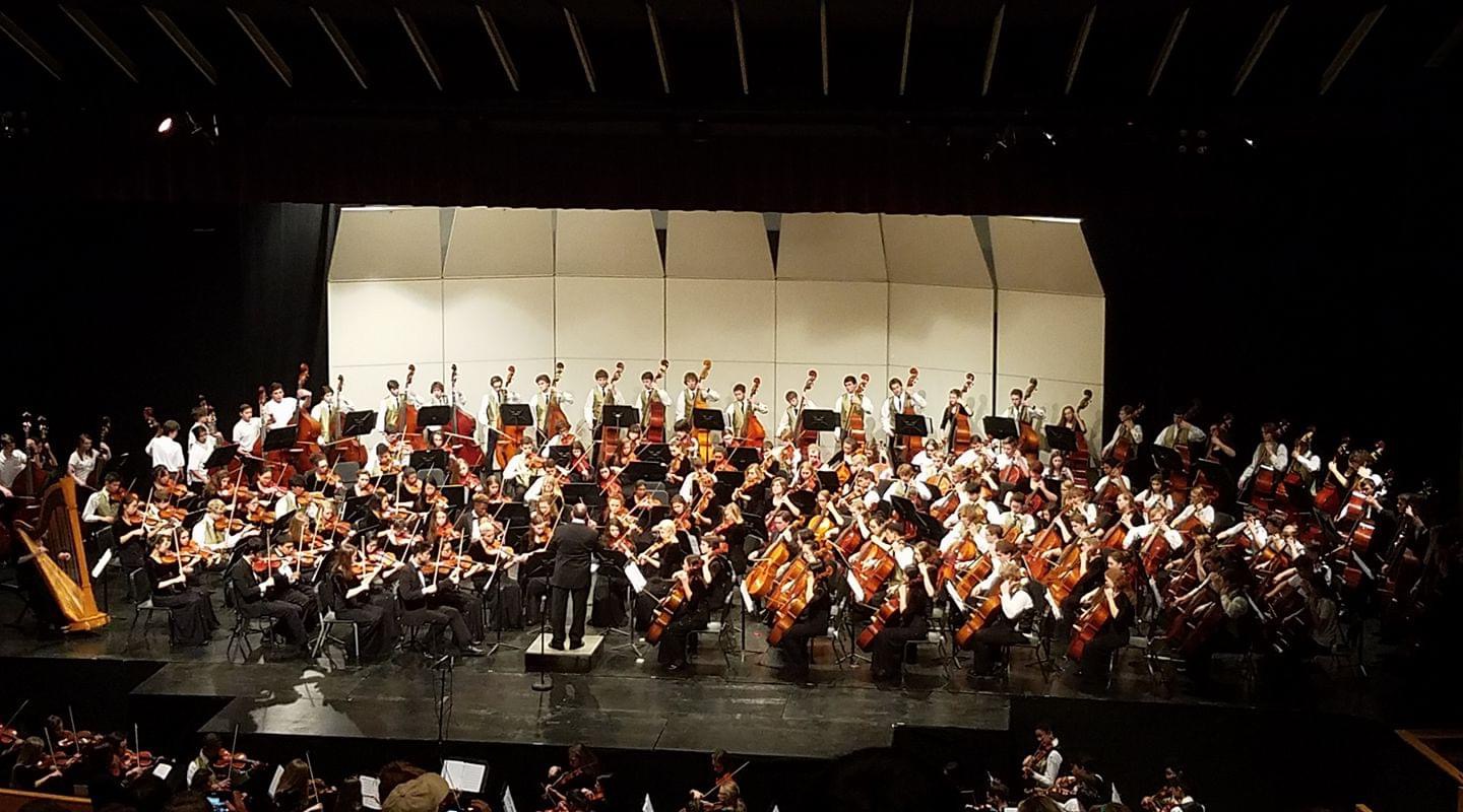 UA Strings hero image; symphony orchestra performing